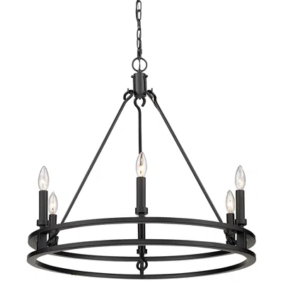 Z-lite Dennison 27 1/4" Wide Matte Black 6-light Ring Chandelier