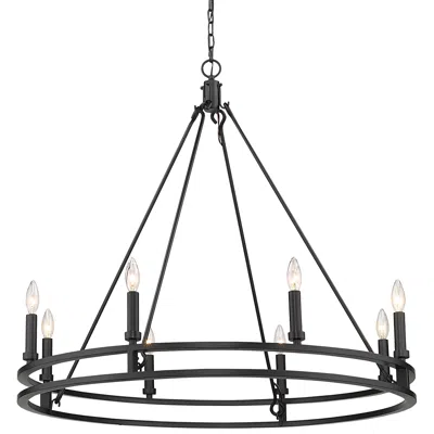 Z-lite Dennison 36" Wide Matte Black 8-light Double Ring Chandelier