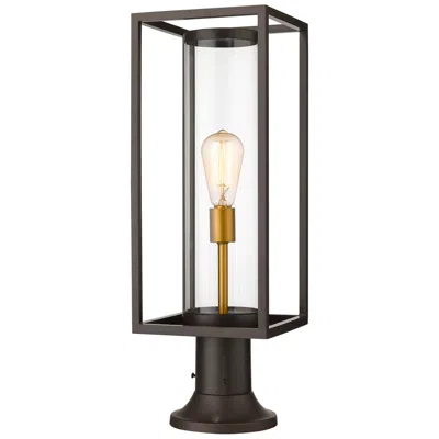 Z-lite Dunbroch 23 3/4" High Black And Brass Outdoor Pier Light
