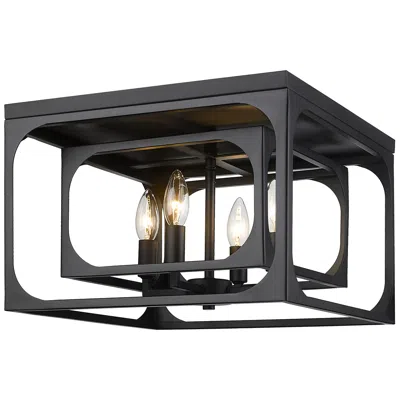 Z-lite Easton 15"w Matte Black 4-light Double Layer Ceiling Light