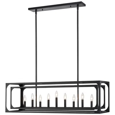 Z-lite Easton 44" Wide Matte Black 9-light Linear Pendant