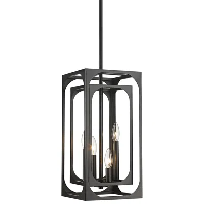 Z-lite Easton 9 1/4" Wide Matte Black 4-light Mini Chandelier