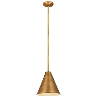 Z-lite Eaton 12" Wide Rubbed Brass Cone Mini Pendant In Gold
