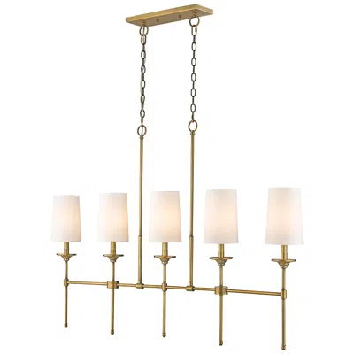 Z-lite Emily 51" Wide Rubbed Brass Steel 5-light Linear Pendant