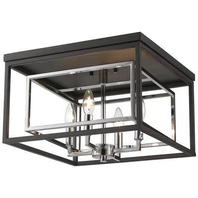 Z-lite Euclid 15" Wide Matte Black And Chrome 4-light Ceiling Light