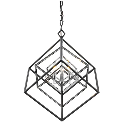 Z-lite Euclid 23" Wide Chrome And Matte Black 3-light Chandelier