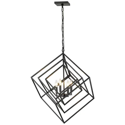 Z-lite Euclid 29 1/2" Wide 4-light Matte Black Geometric Chandelier