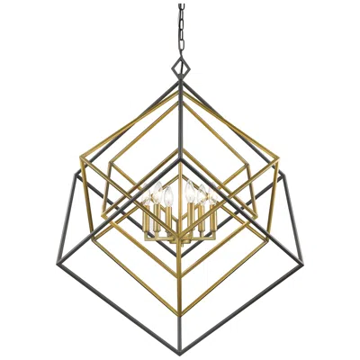 Z-lite Euclid 35 1/2" Brass Bronze 6-light Modern Geometric Chandelier