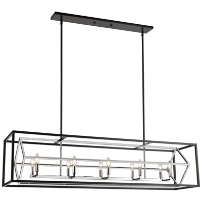 Z-lite Euclid 47" Wide Chrome And Matte Black 10-light Island Pendant