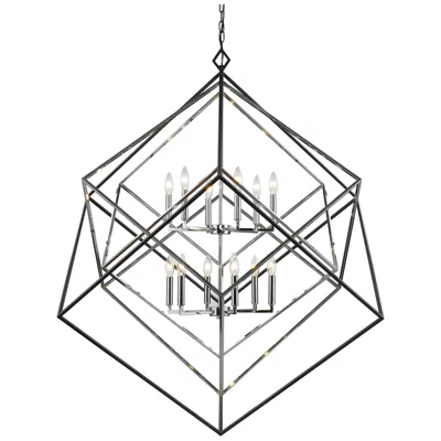 Z-lite Euclid By  Chrome + Matte Black 47.5 Inch 12 Light Chandelier