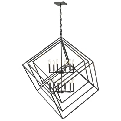 Z-lite Euclid By  Matte Black 47.5 Inch 12 Light Chandelier