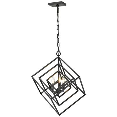 Z-lite Euclide 23" Wide 3-light Matte Black Geometric Chandelier