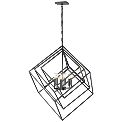 Z-lite Euclide 35 1/2" Wide 6-light Matte Black Geometric Chandelier