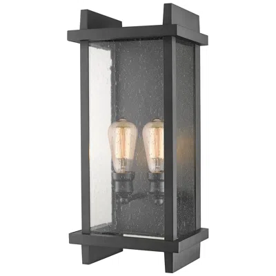 Z-lite Fallow 21 3/4" High Black Finish Seeded Glass Outdoor Wall Light