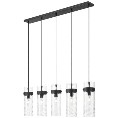 Z-lite Fontaine By  Matte Black 44.25 Inch 5 Light Linear Chandelier