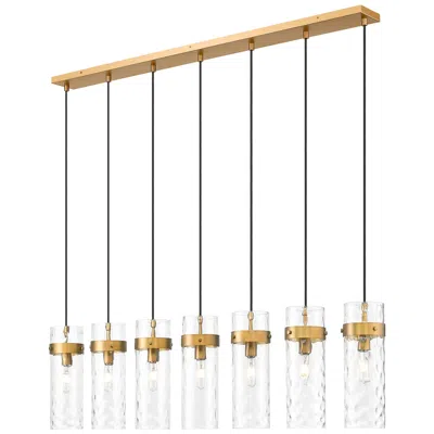Z-lite Fontaine By  Rubbed Brass 56.75 Inch 7 Light Linear Chandelier