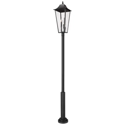 Z-lite Gannon 134 3/4"h Black 5-light Outdoor Post Light With Base
