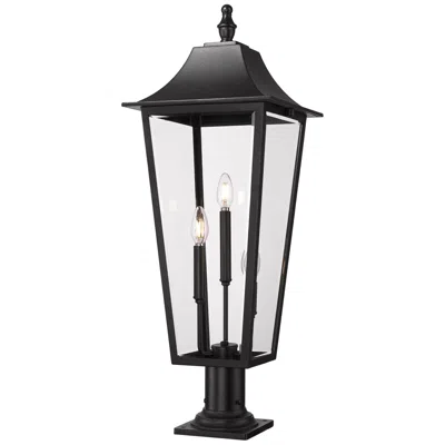 Z-lite Gannon 33 1/2" High Black 3-light Outdoor Pier Light