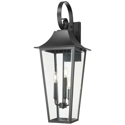 Z-lite Gannon 33 1/4" High Black 3-light Outdoor Wall Light