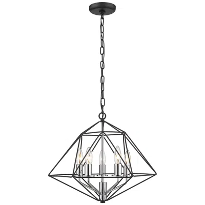 Z-lite Geo 18" Wide Matte Black With Chrome 5-light Chandelier
