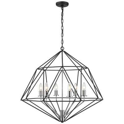 Z-lite Geo 30" Wide Matte Black And Chrome 6-light Chandelier