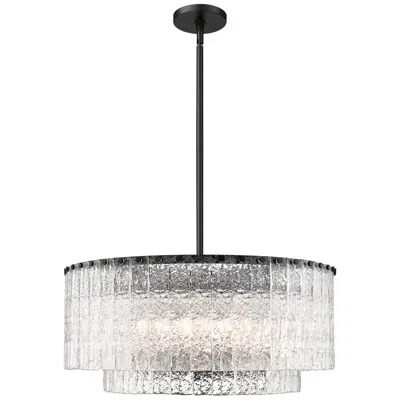 Z-lite Glacier 27 1/2" Wide Matte Black 2-layer Drum Pendant Light