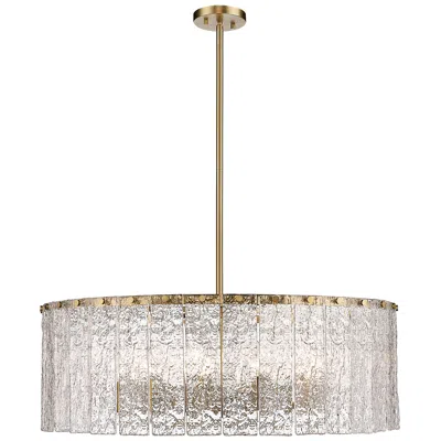 Z-lite Glacier 32 1/2" Modern Gold 12-light Textured Glass Pendant