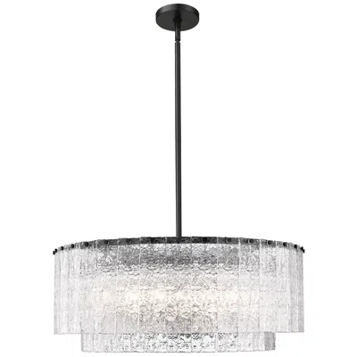 Z-lite Glacier 33"w Matte Black 2-layer Drum Pendant Light