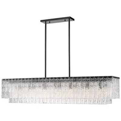 Z-lite Glacier 53 1/2" Wide Matte Black 7-light Linear Chandelier