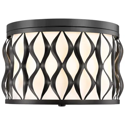 Z-lite Harden By  Matte Black 3 Light Flush Mount