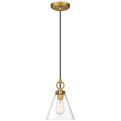 Z-lite Harper 8" Wide Rubbed Brass Mini Pendant W/ Clear Glass
