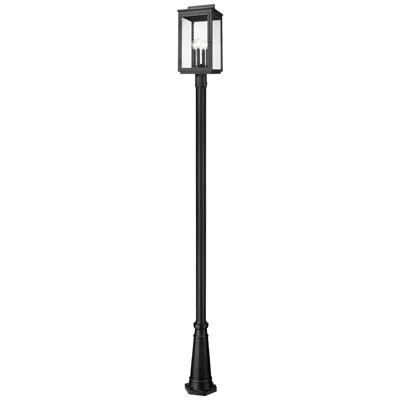 Z-lite Hartwell By  Sand Black 4 Light Post Mounted Fixture
