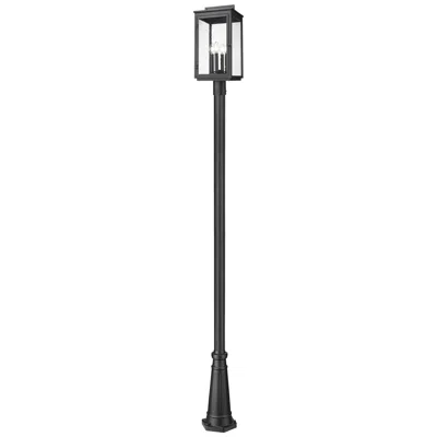 Z-lite Hartwell By  Sand Black 4 Light Post Mounted Fixture