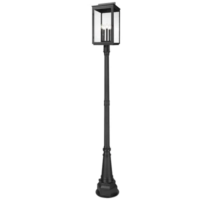 Z-lite Hartwell By  Sand Black 5 Light Post Mounted Fixture
