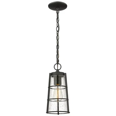Z-lite Helix By  Black 6 Inch 1 Light Outdoor Chain Mount Ceiling Fixture