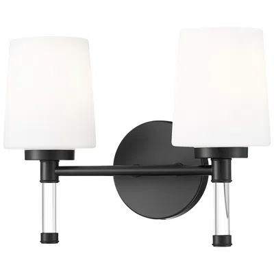 Z-lite Henri Matte Black 2 Light Vanity With White Opal Glass Shade