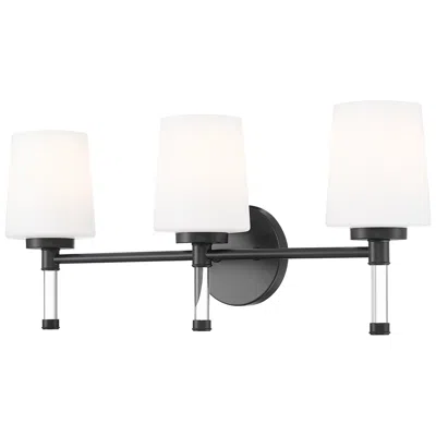 Z-lite Henri Matte Black 3 Light Vanity With White Opal Glass Shade