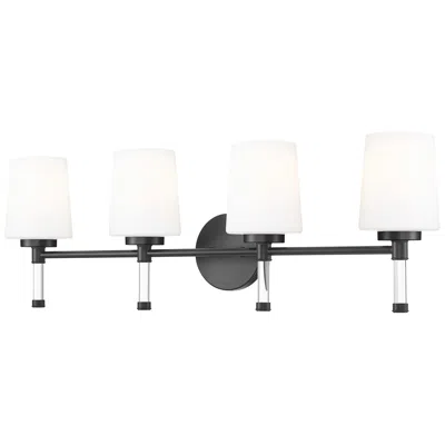 Z-lite Henri Matte Black 4 Light Vanity With White Opal Glass Shade