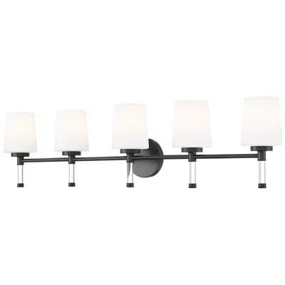 Z-lite Henri Matte Black 5 Light Vanity With White Opal Glass Shade