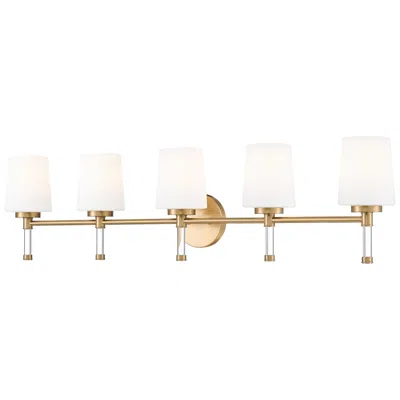 Z-lite Henri Modern Gold 5 Light Vanity With White Opal Glass Shade