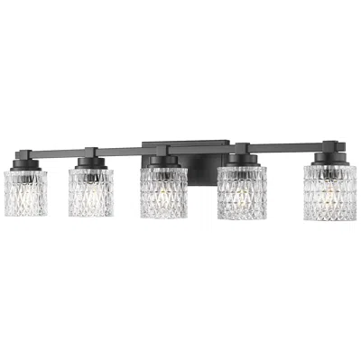 Z-lite Jacqueline Matte Black 5 Light Vanity With Clear Diamond Glass Shade