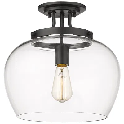 Z-lite Joliet 13" Wide Matte Black Clear Glss Dome Ceiling Light