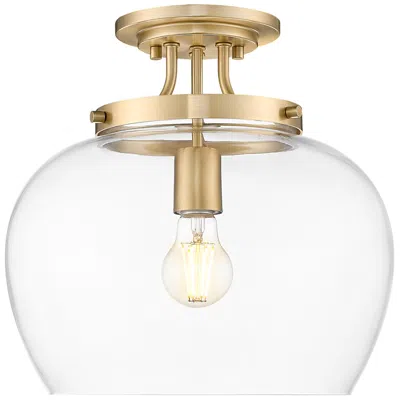 Z-lite Joliet 16 Inch Brass 1 Light Semi Flush Mount With Clear Glass Shade