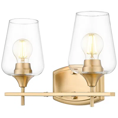 Z-lite Joliet Brass 2 Light Vanity With Clear Glass Shade