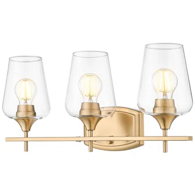 Z-lite Joliet Brass 3 Light Vanity With Clear Glass Shade