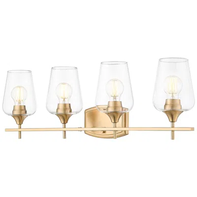 Z-lite Joliet Brass 4 Light Vanity With Clear Glass Shade