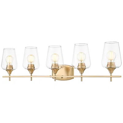 Z-lite Joliet Brass 5 Light Vanity With Clear Glass Shade