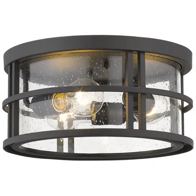 Z-lite Jordan By  Black 12 Inch 3 Light Outdoor Flush Ceiling Mount Fixture