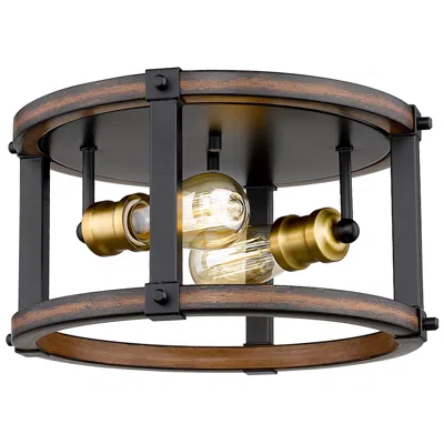 Z-lite Kirkland By  Rustic Mahogany 2 Light Flush Mount