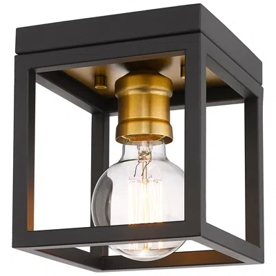 Z-lite Kube 5 3/4" Wide Industrial Bronze And Olde Brass Ceiling Light